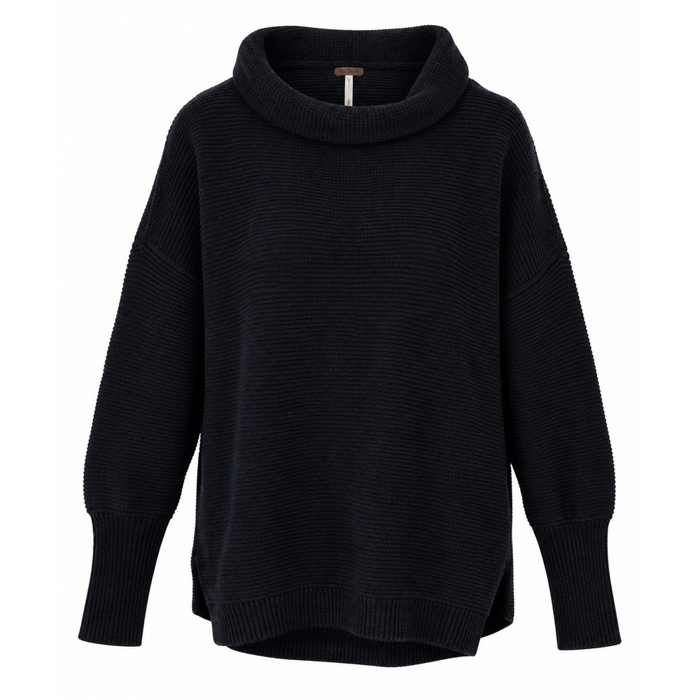 Free People Ottoman Slouchy Tunic Sweater XS Black Oversized Cowl Neck Cotton